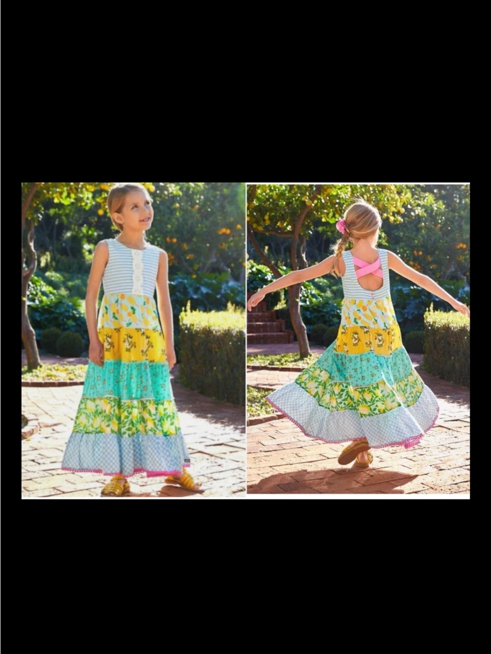 Matilda Jane Sweet Trip Maxi Dress Girls Patchwork Floral Sleeveless Boho Size 6